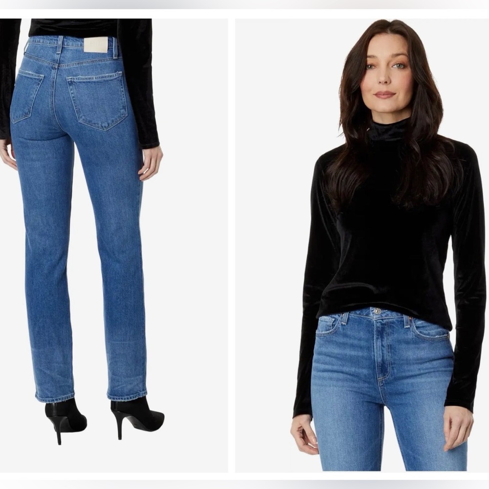 PAIGE Women's Straight Leg Blue Jeans
